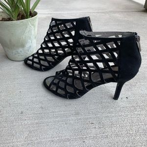 Arturo Chiang Black Suede cage Heels